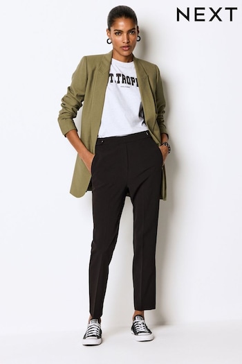 Black Tailored Elastic Back Straight Leg Trousers (565731) | £26