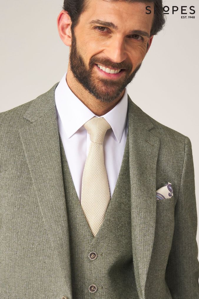 Skopes Jude Sage Green Tweed Tailored Fit Suit Jacket (565791) | £135