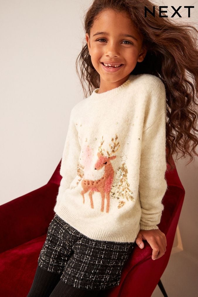 Buy Older Girls Younger Girls Cream Christmas Sweater Online