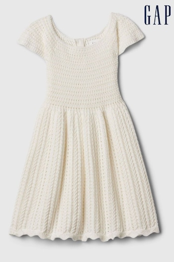 Gap White Crochet Knit Short Sleeve Dress (566045) | £25