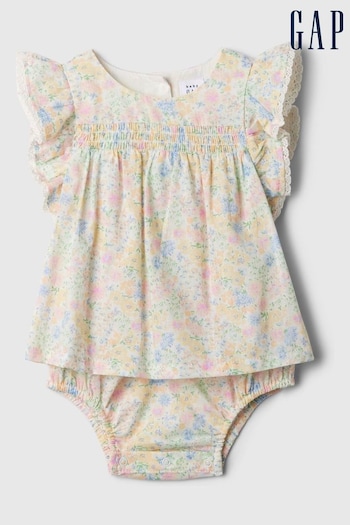Gap Yellow Print Bubble Flutter Sleeve Dress (Newborn-24mths) (566180) | £20