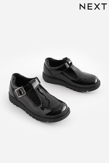 Black Patent School Leather Chunky T-Bar Shoes (566246) | £32 - £38