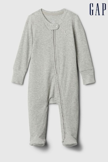 Gap Grey First Favourites Ribbed Footed Sleepsuit (Newborn-9mths) (566314) | £12