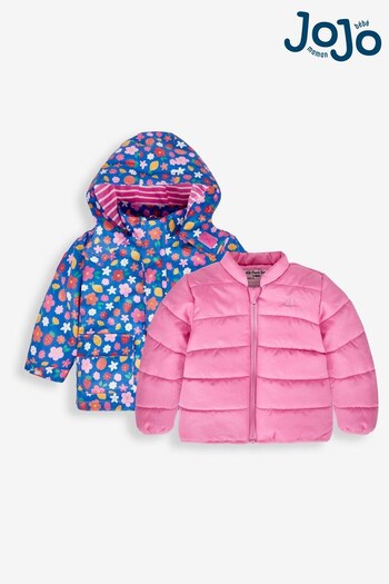 JoJo Maman Bébé Cobalt Floral 3-In-1 Waterproof Jacket (566344) | £55.50