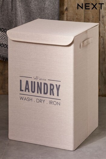 Natural Slogan Fabric Hamper Laundry Basket (566381) | £20