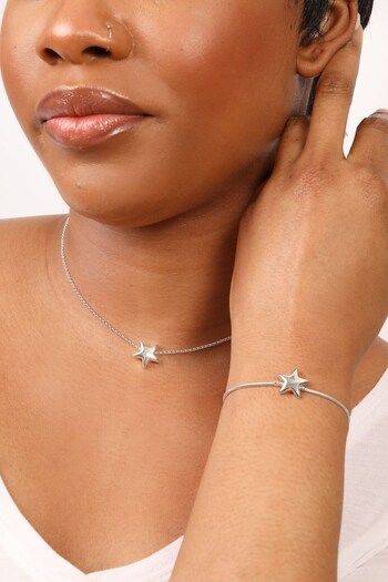 Caramel Jewellery London Silver Tone Star Necklace And Bracelet Set (566458) | £24