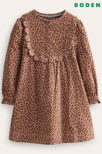 Boden Brown Scallop Corduroy Dress (566535) | £34 - £39