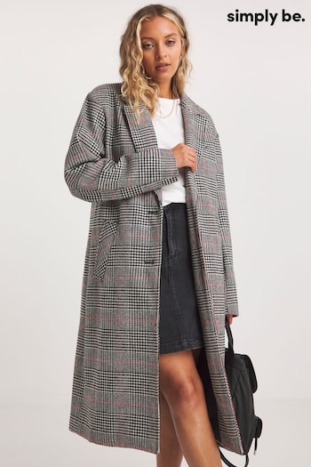 Simply Be Checked Faux Wool Relaxed Blazer Black Coat (566582) | £65