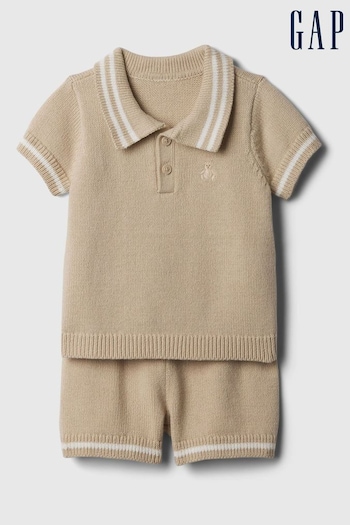 Gap Brown Knit Baby Sweater and rounded Shorts Set (Newborn-24mths) (566777) | £25