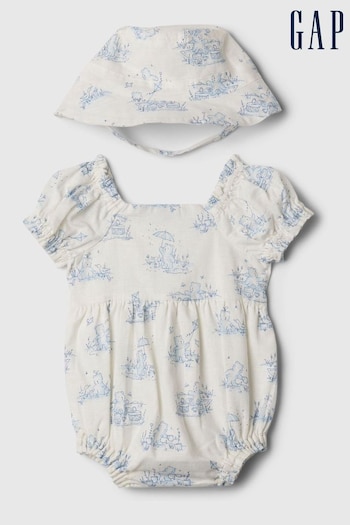 Gap White Brannan Bear Baby Print Puff Sleeve Outfit Set (Newborn-24mths) (567446) | £30