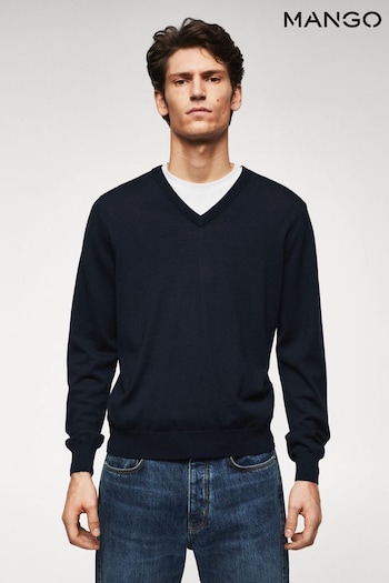 Mango Blue Merino Wool Washable Sweater (567507) | £50
