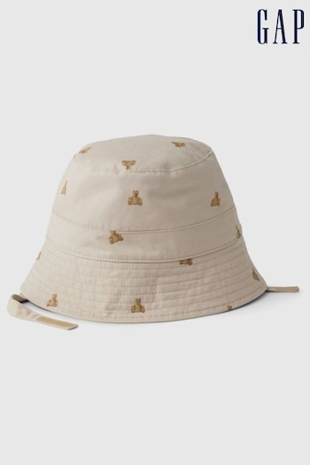 Gap Beige Brannan Bear Print Bucket Hat (567611) | £12
