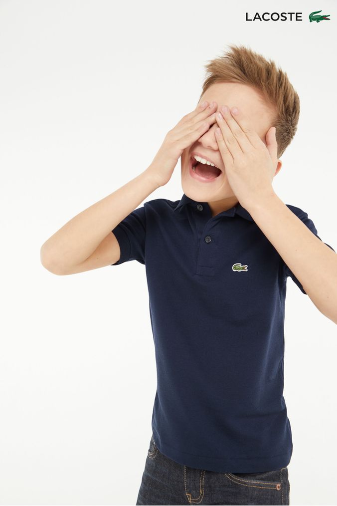 Boys navy lacoste trainers top