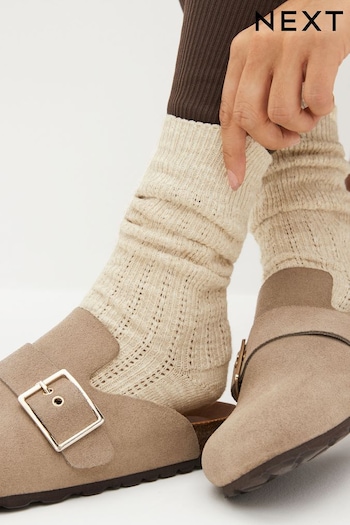Grey/Ecru/Blue Cotton Rich Slub Slouch Ankle Socks 3 Pack (567773) | £14