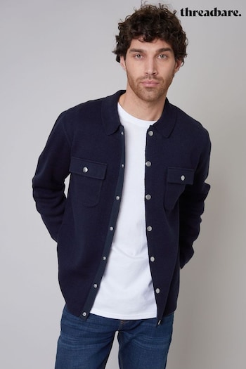 Threadbare Blue Luxe Long Sleeve Knitted Shirt (567784) | £30