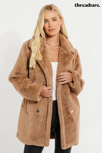 Threadbare Brown Faux Fur Coat (567815) | £50