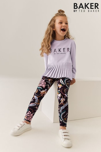 Baker by Ted Baker Lilac Purple Paisley Pleated Top And Legging rkebl Set (567842) | £33 - £40