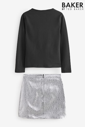 Baker by Ted Baker Silver T-Shirt and Bow Skirt Set (568092) | £38 - £43