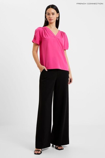 French Connection Pink Crepe Light V-Neck Top (568225) | £35
