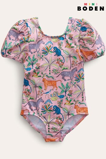 Boden Pink Printed Puff Sleeved Swimsuit (568294) | £23 - £27