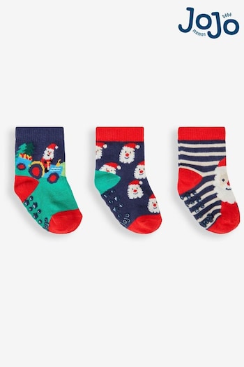 JoJo Maman Bébé Christmas 3-Pack Farmer Christmas Socks (568316) | £9.50