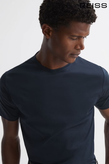Reiss Navy Capri Slim Fit Long Staple Cotton T-Shirt (568428) | £88