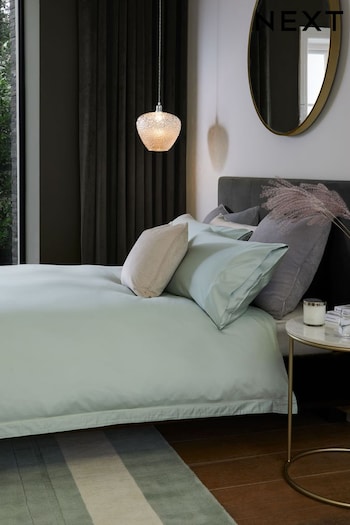 Green Collection Luxe 600 Thread Count 100% Cotton Sateen Duvet Cover And Pillowcase Set (568431) | £60 - £92