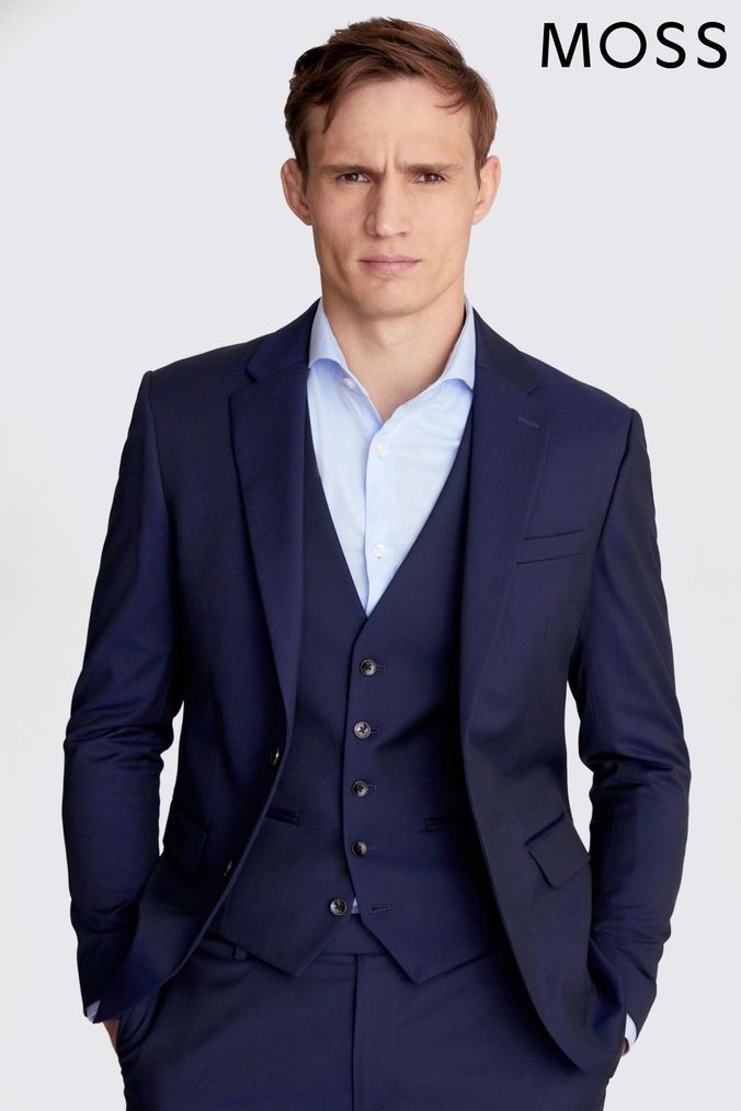 MOSS Ink Blue Slim Fit Suit (568445) | £119