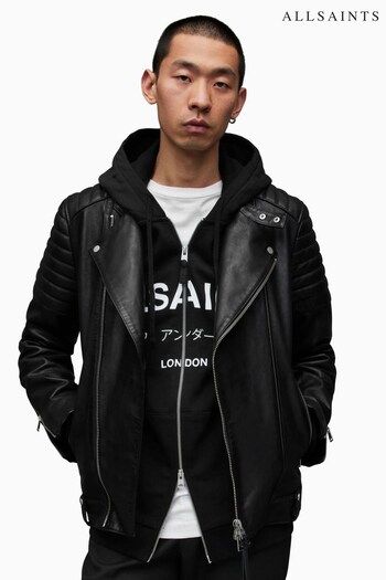 AllSaints Black Silas Biker Jacket (568721) | £389