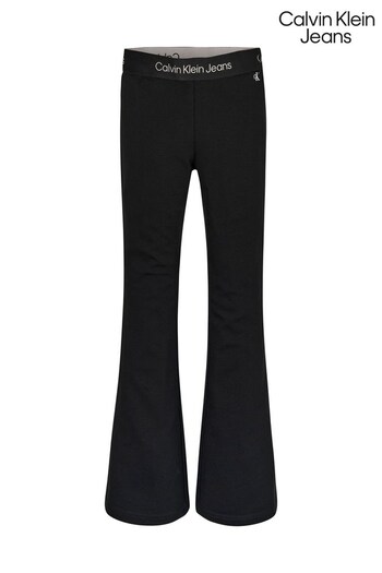 Calvin Klein Jeans Girls Punto Tape Flare Black Trousers (568725) | £65