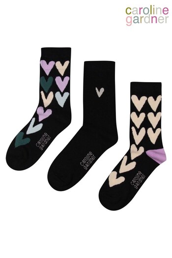 Caroline Gardner Black Filled Heart Socks (568907) | £14