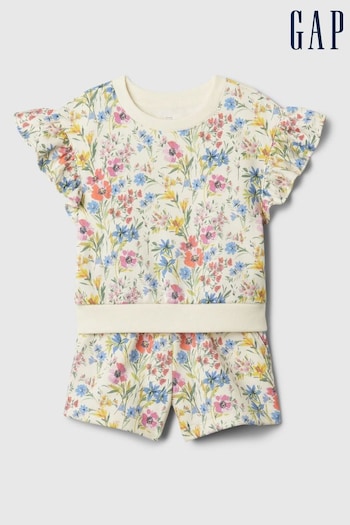 Gap Yellow Floral Flutter T-Shirt and Shorts Set (Newborn-5yrs) (569115) | £25