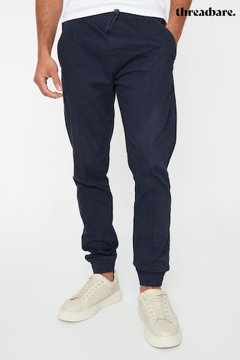 Threadbare Blue Slim Fit Cuffed Casual Trousers glittered With Stretch (569191) | £30