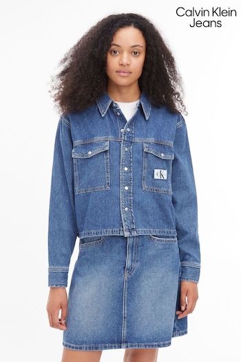 Calvin Klein Jeans Blue Cropped Utility Denim Shirt (569460) | £85