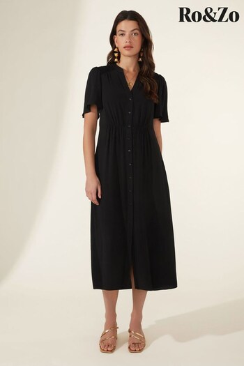 Ro&Zo Black Shirred Shoulder Shirt Dress (569538) | £89