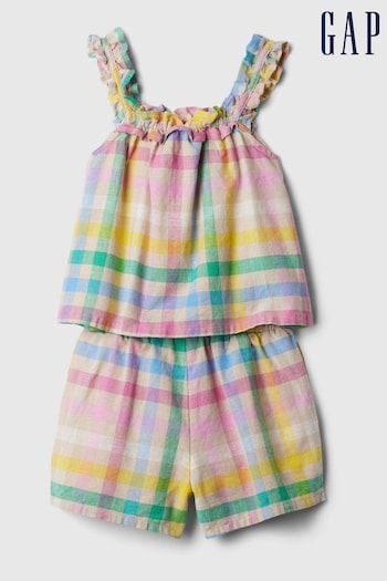 Gap Pink Linen Blend Outfit Shorts Set (Newborn-5yrs) (569645) | £30