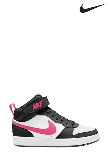 Nike White/Black/Pink Youth Court Borough Mid Trainers (569687) | £53