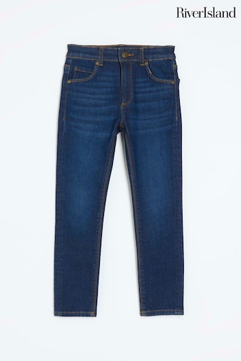 River Island Blue Chiffon Denim Dark Wash Super Skinny Jeans (569945) | £18 - £26