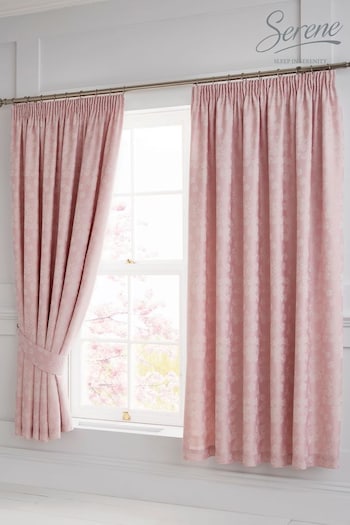 Serene Pink Blossom Pencil Pleat Curtains (569968) | £40 - £50