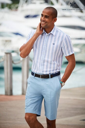 Crew Clothing Company Stripe Linen Classic White Shirt (569990) | £29
