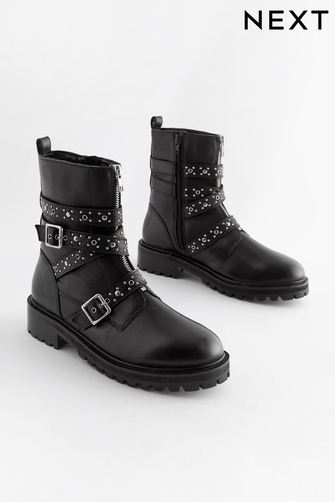 Next black store biker boots