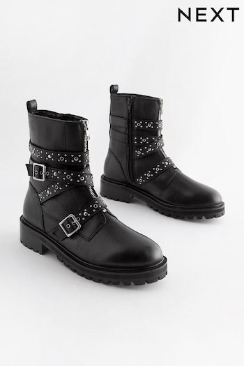 Black Forever Comfort® Studded Biker Ankle Boots (569997) | £85