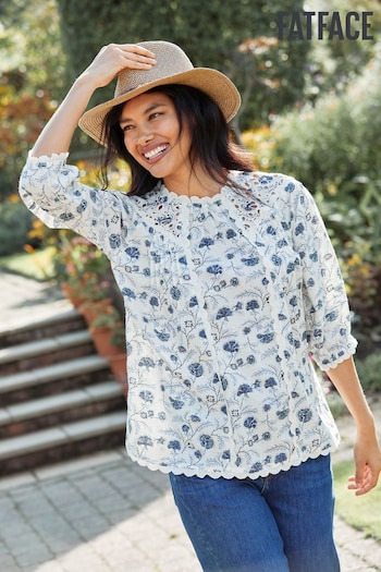 FatFace Natural Flora Broderie Ditsy Blouse (570799) | £49.50