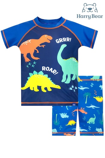 Harry Bear Blue Dinosaur Print Boys Two Piece Swim Set (570934) | £17