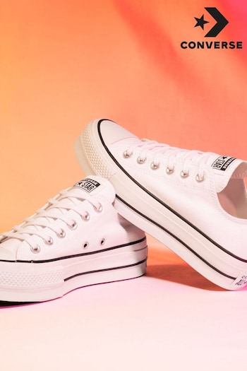 Converse PINK White Platform Lift Chuck Ox Leather Trainers (571000) | £85