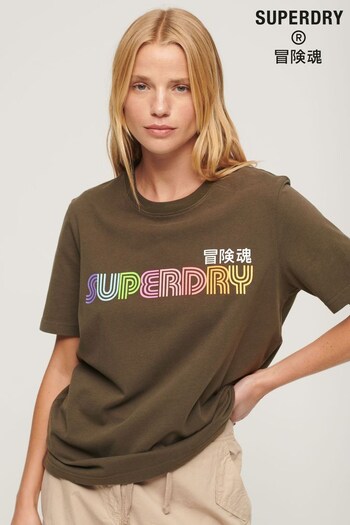 Superdry Black Vintage Retro Rainbow Black T-Shirt (571262) | £27
