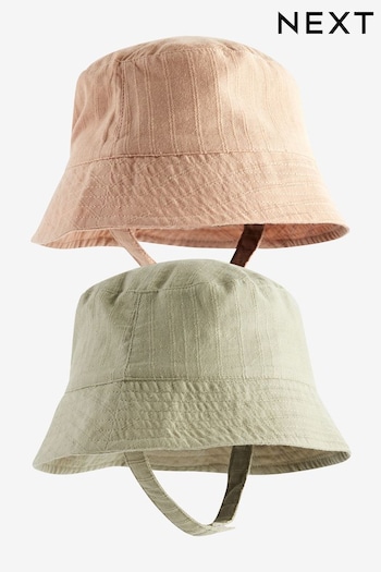 Sage Green / Apricot Orange Baby Bucket textured Hats 2 Pack (0mths-2yrs) (571396) | £11