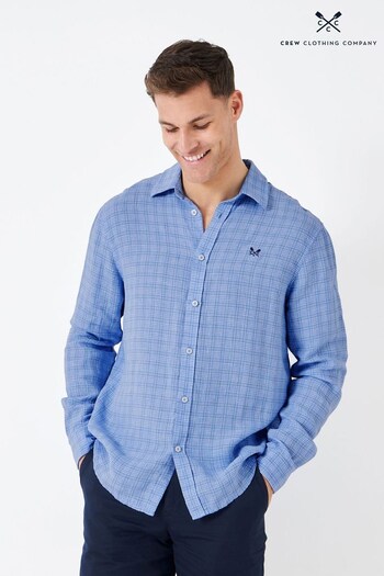 Crew Clothing Company Blue Linen Classic Shirt (571463) | £69