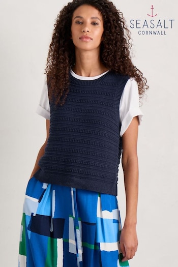 Seasalt Cornwall Blue Tepel Knitted Vest (571510) | £56