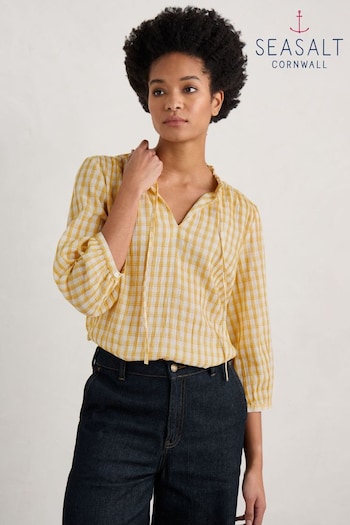 Seasalt Cornwall Yellow Winnard Three Quarter Sleeve Top (571532) | £53